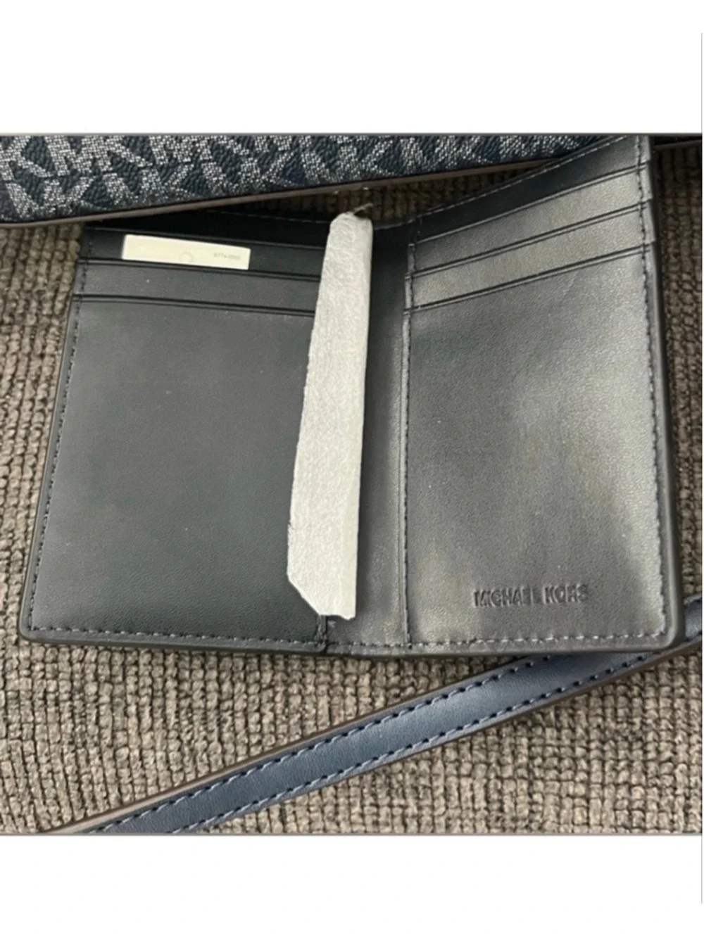 NWT Michael Kors Cooper MK Logo Folding Card Case Wallet Cornflower Blue